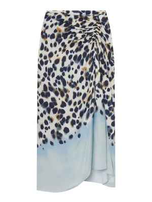 A.L.C. Grace Printed Midi Skirt in Navy/Light Blue