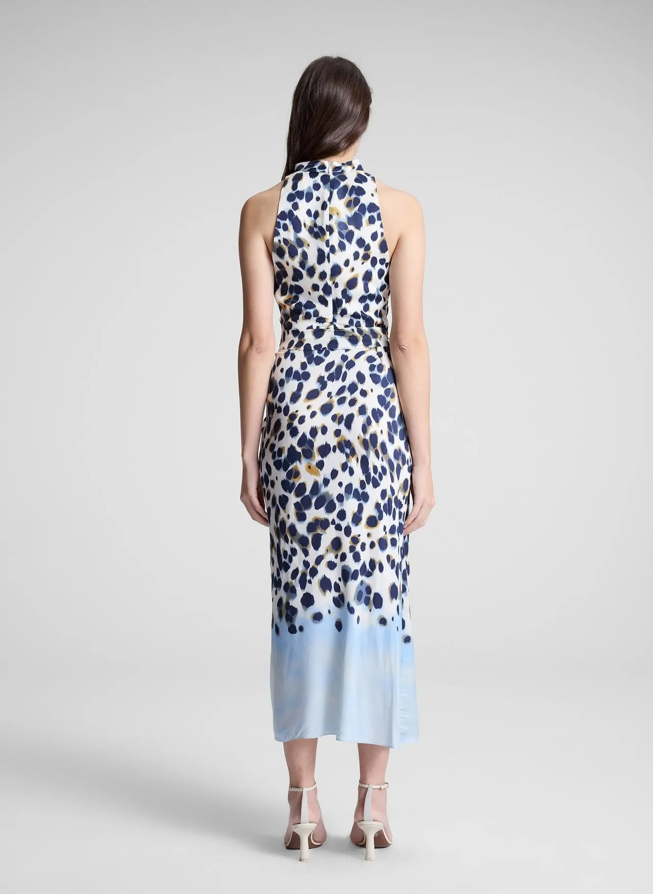 A.L.C. Grace Printed Midi Skirt in Navy/Light Blue