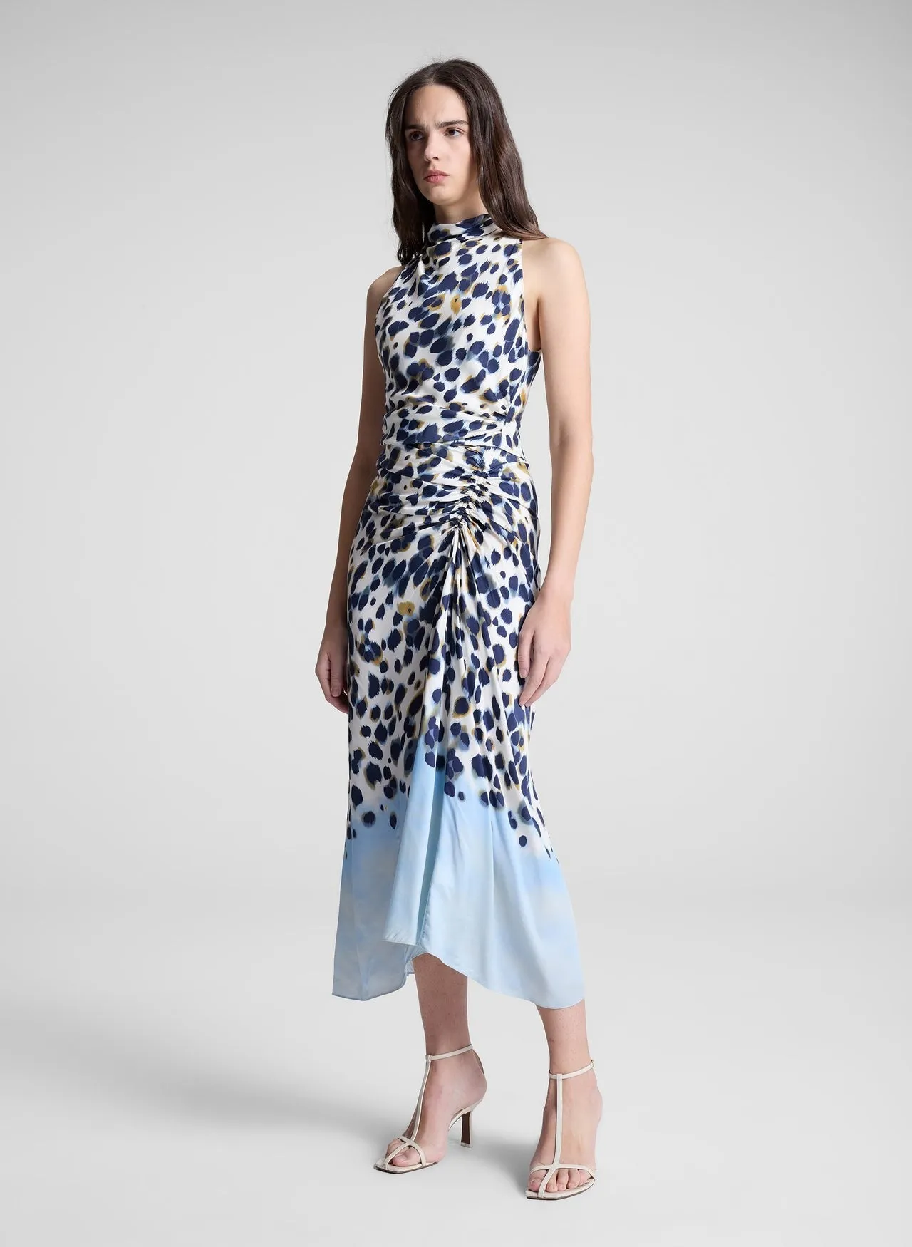 A.L.C. Grace Printed Midi Skirt in Navy/Light Blue