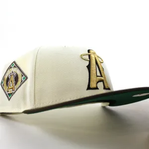 Anaheim Angels Angels BaseBall Patch New Era 59Fifty Fitted Hat (Chrome White Walnut Green Under Brim)