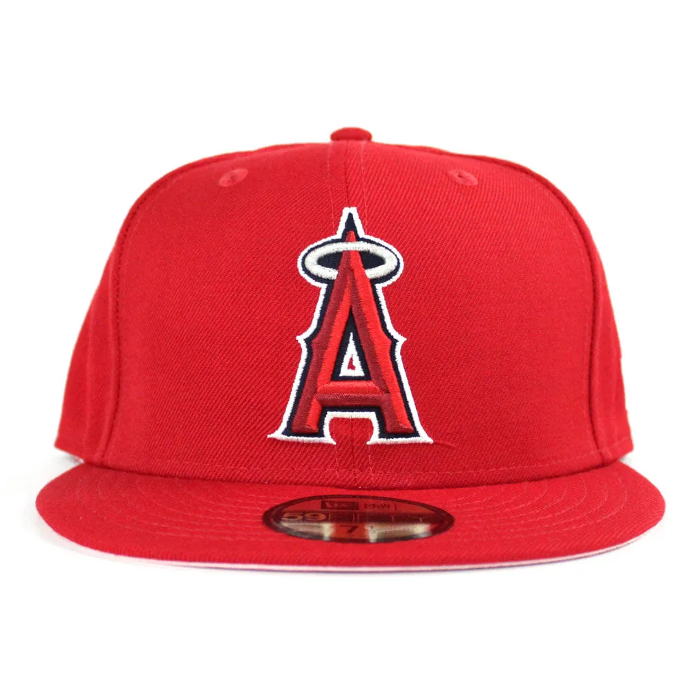 Anaheim Angels New Era 59Fifty Fitted Hat (Team Color Pink Under Brim)