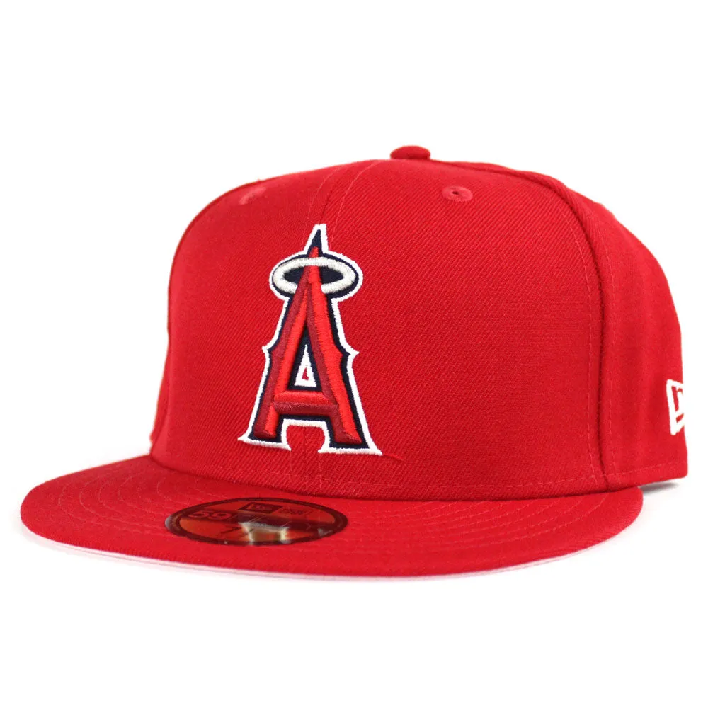 Anaheim Angels New Era 59Fifty Fitted Hat (Team Color Pink Under Brim)