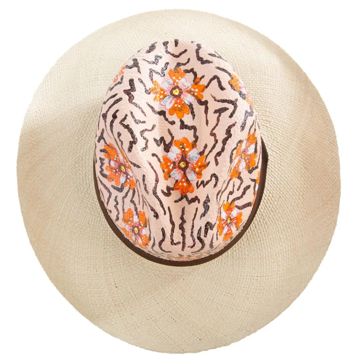 Animal Print Orange Panama Hat