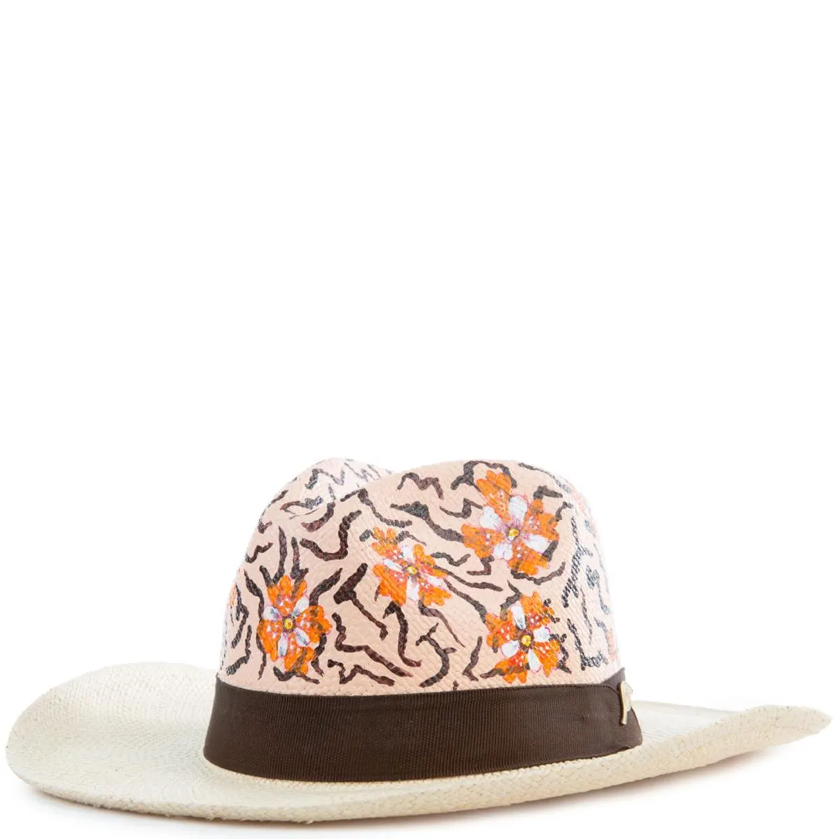 Animal Print Orange Panama Hat