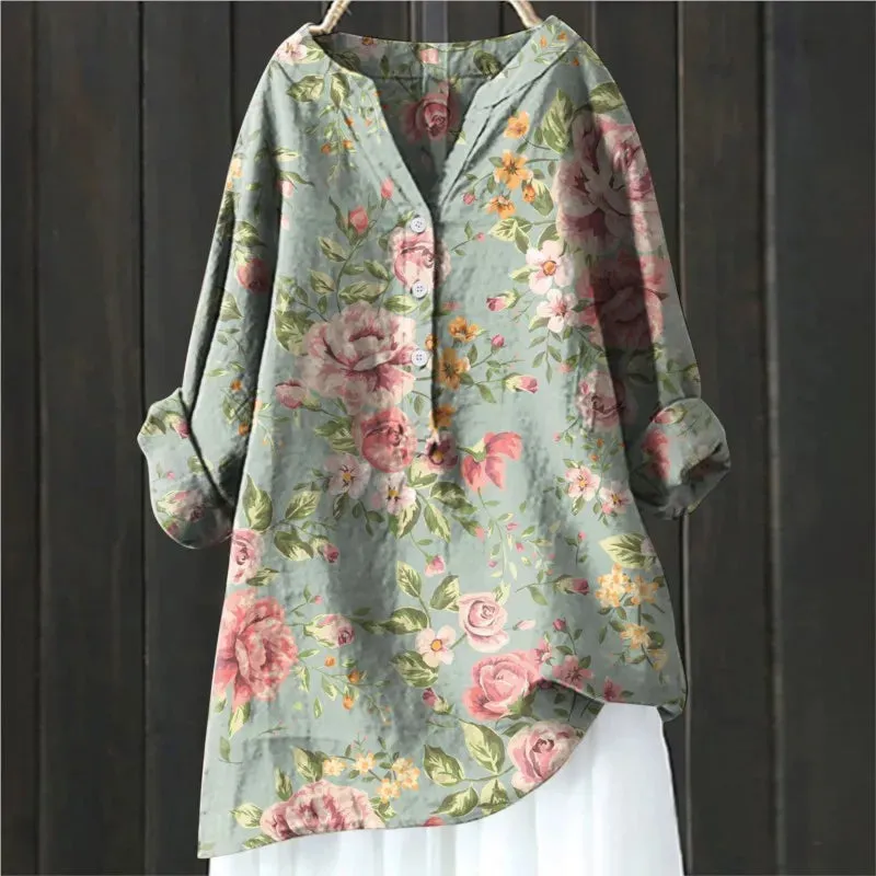 Anny | Floral Print Button-Up Top
