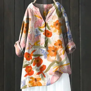 Anny | Floral Print Button-Up Top