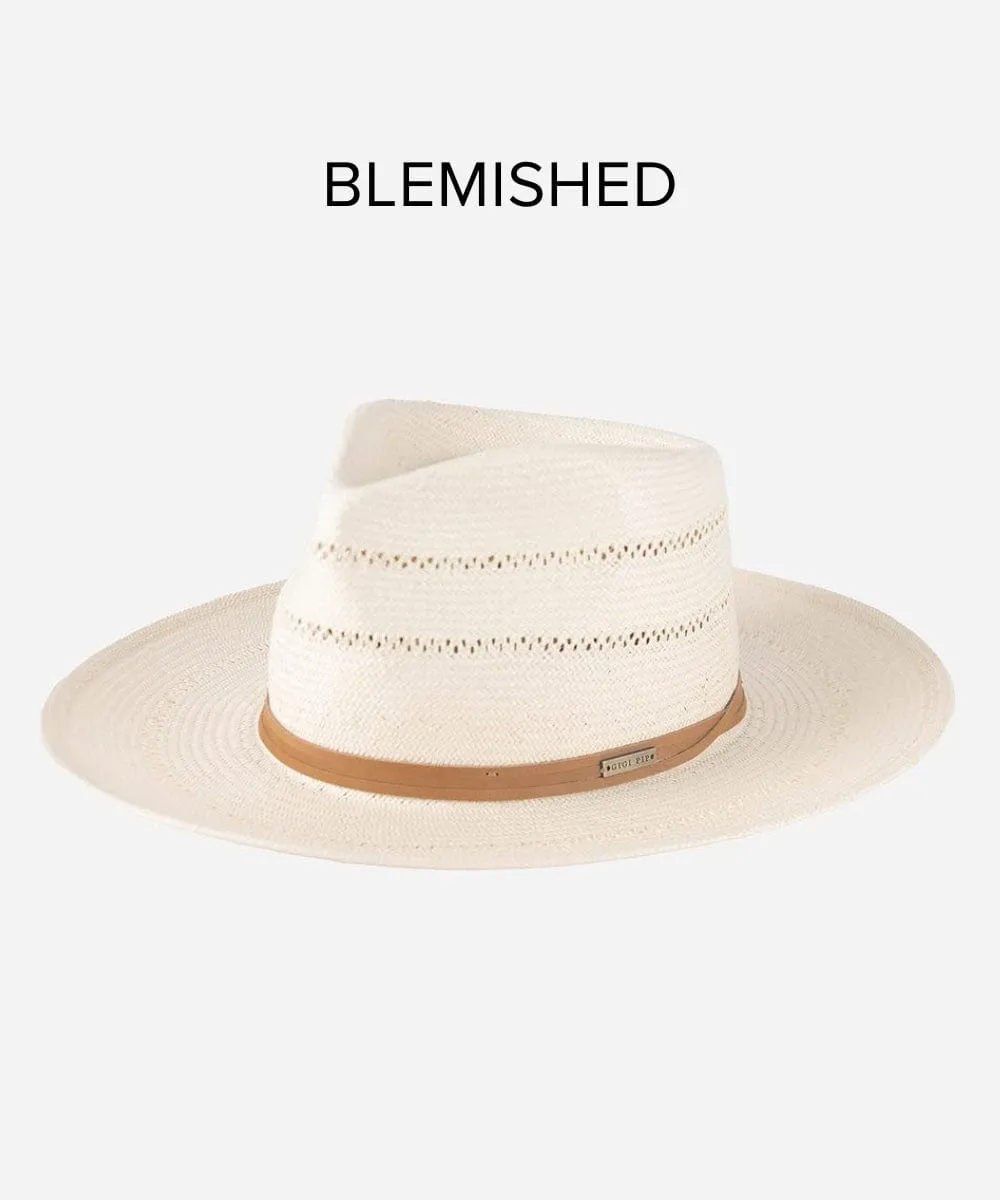 Arlo Straw Teardrop Fedora - Tan Band BLEMISHED
