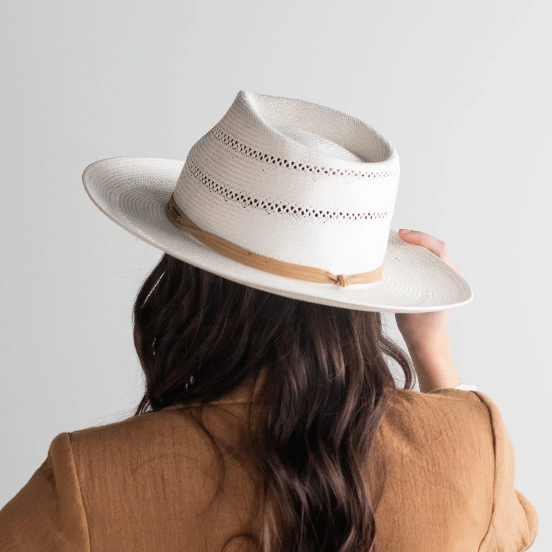 Arlo Straw Teardrop Fedora - Tan Band BLEMISHED