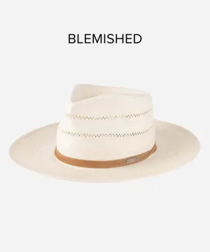 Arlo Straw Teardrop Fedora - Tan Band BLEMISHED