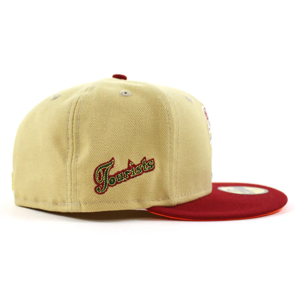 Asheville Tourist HomeTown Collection New Era 59Fifty Fitted Hat (VEGAS GOLD PINOT RED HUNTER FLAME ORANGE Under Brim)