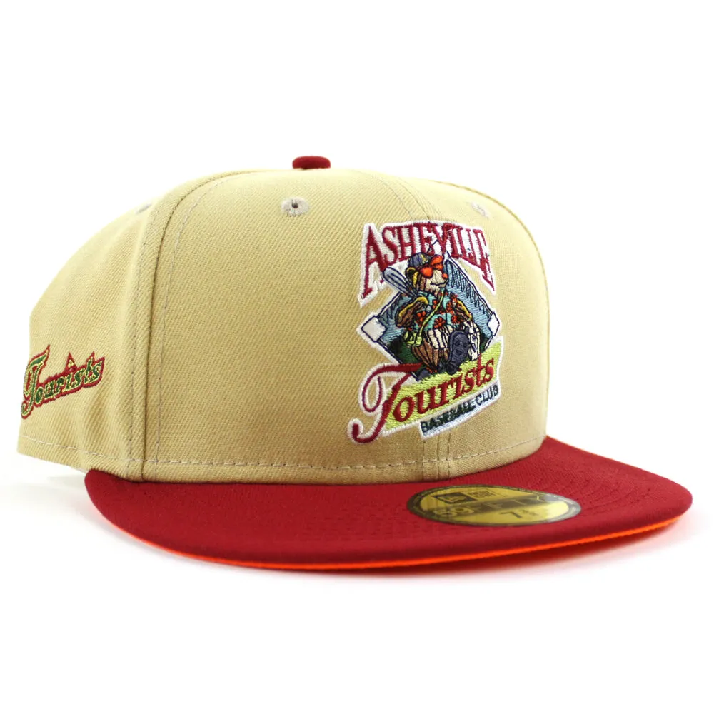 Asheville Tourist HomeTown Collection New Era 59Fifty Fitted Hat (VEGAS GOLD PINOT RED HUNTER FLAME ORANGE Under Brim)