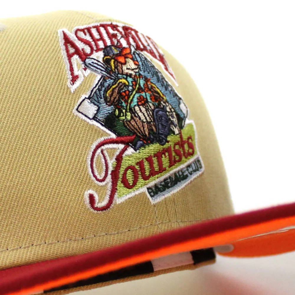 Asheville Tourist HomeTown Collection New Era 59Fifty Fitted Hat (VEGAS GOLD PINOT RED HUNTER FLAME ORANGE Under Brim)