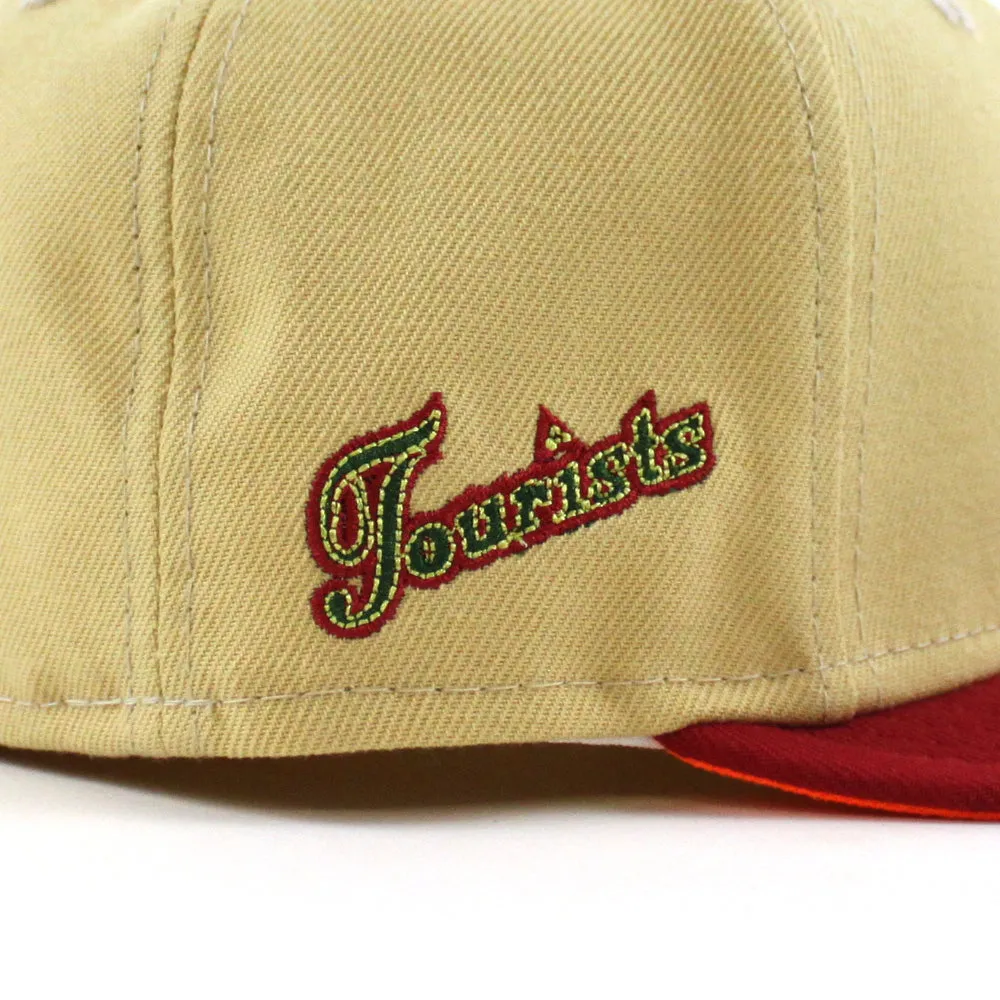 Asheville Tourist HomeTown Collection New Era 59Fifty Fitted Hat (VEGAS GOLD PINOT RED HUNTER FLAME ORANGE Under Brim)