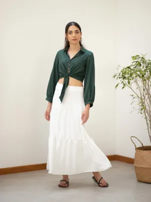 Asymmetrical Tiered Detail Midi Skirt