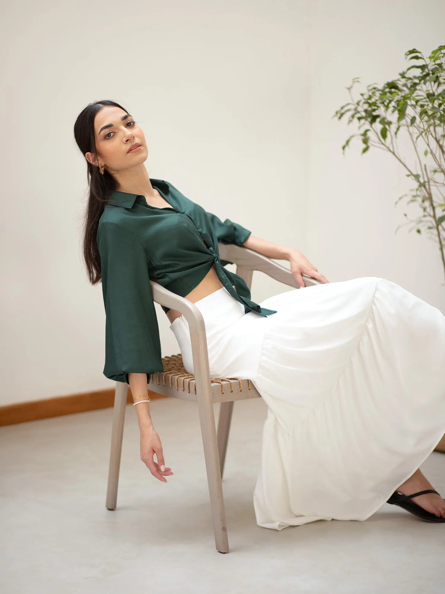 Asymmetrical Tiered Detail Midi Skirt