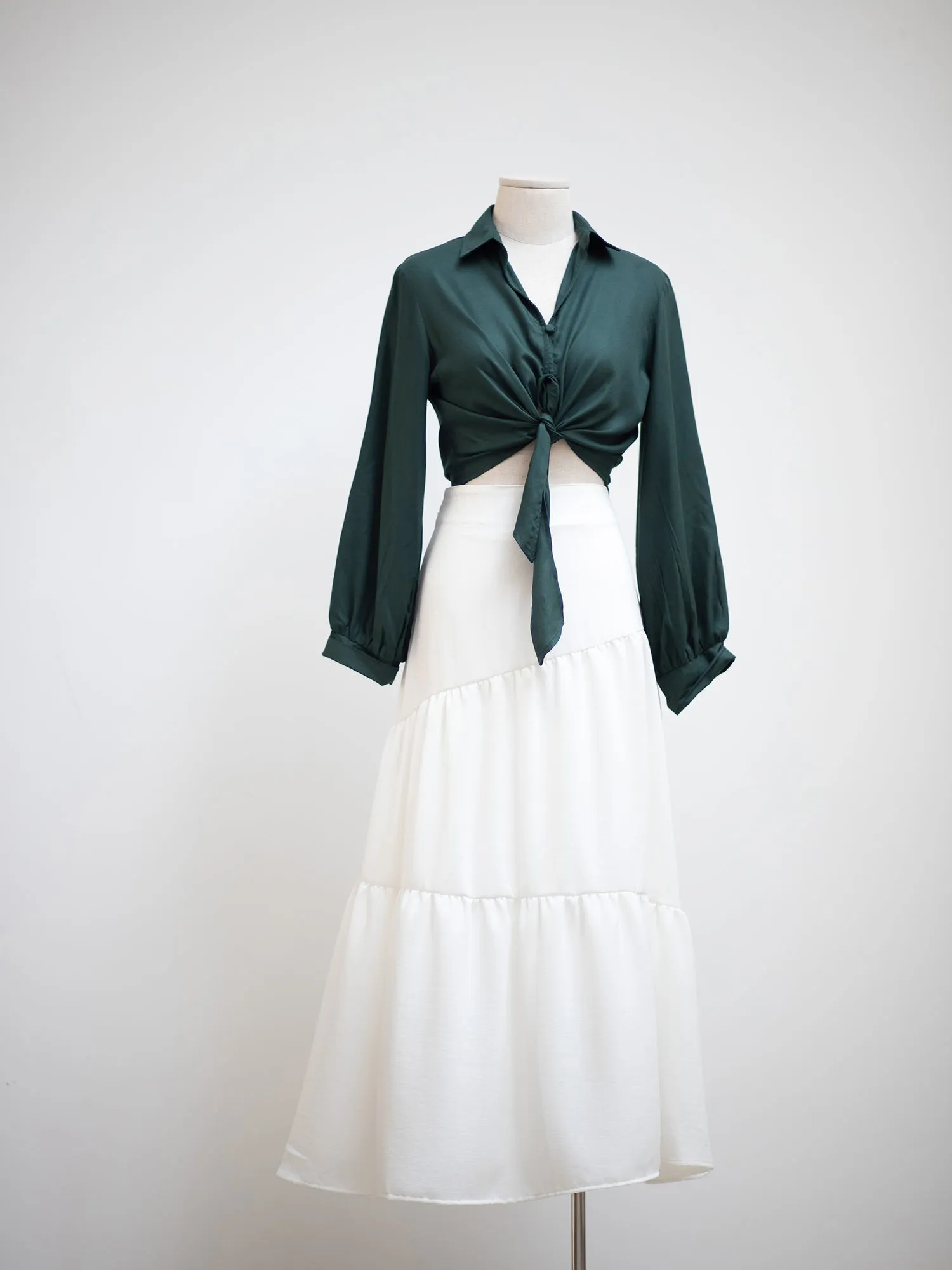 Asymmetrical Tiered Detail Midi Skirt