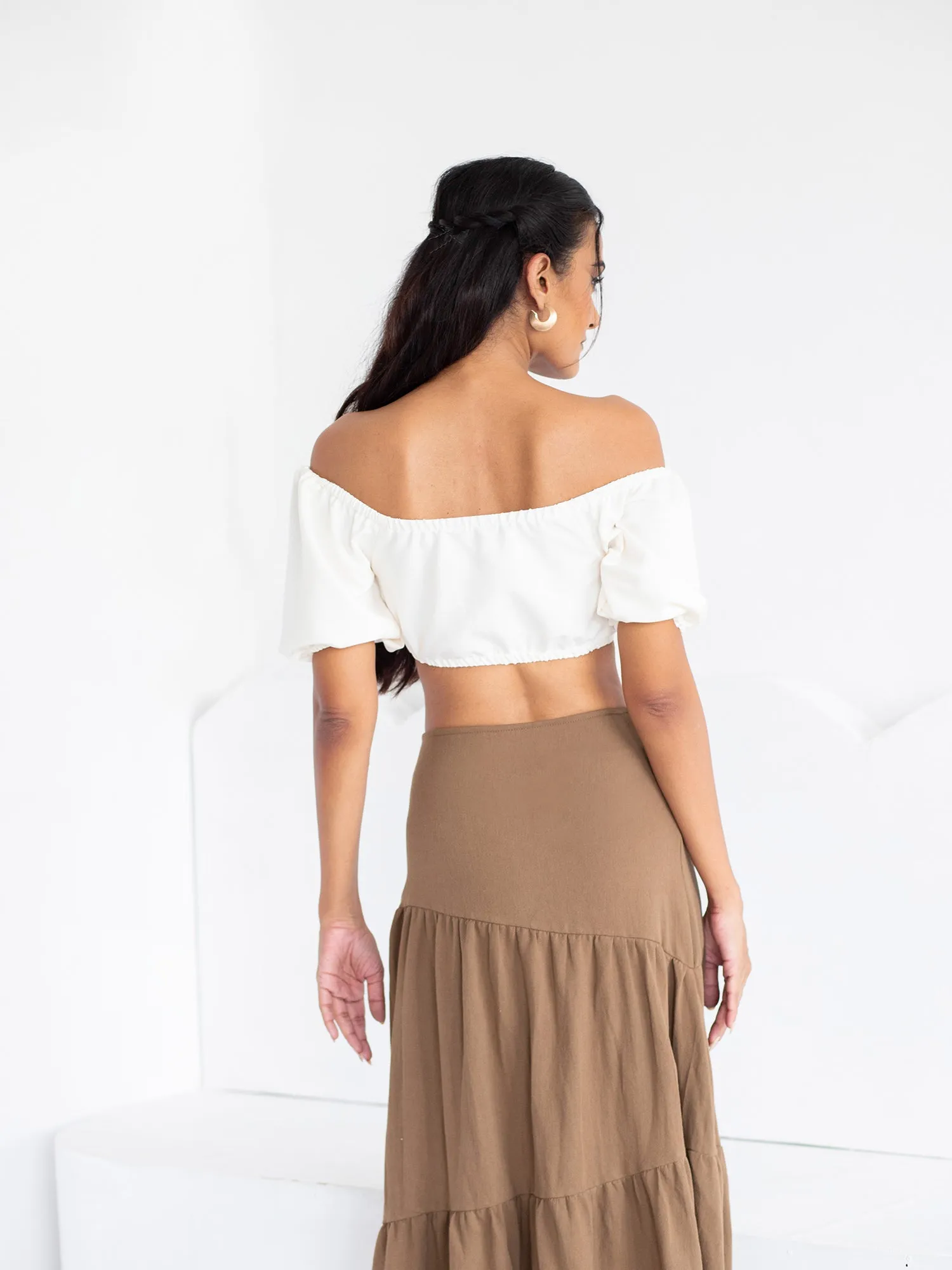 Asymmetrical tiered Midi Skirt