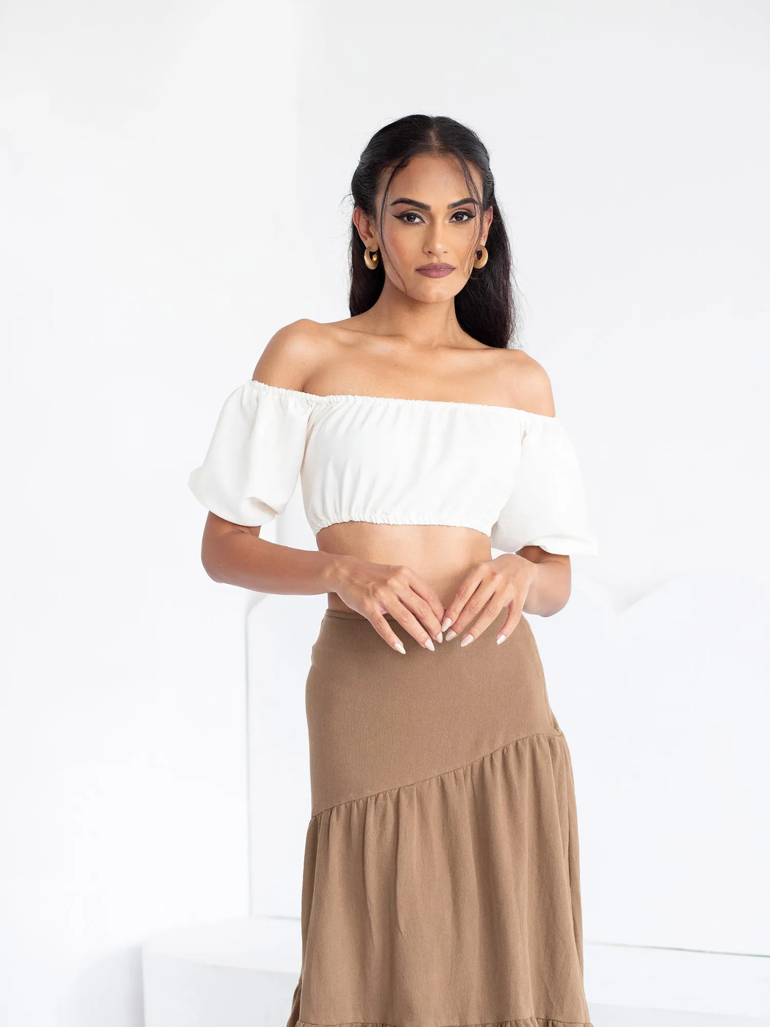 Asymmetrical tiered Midi Skirt