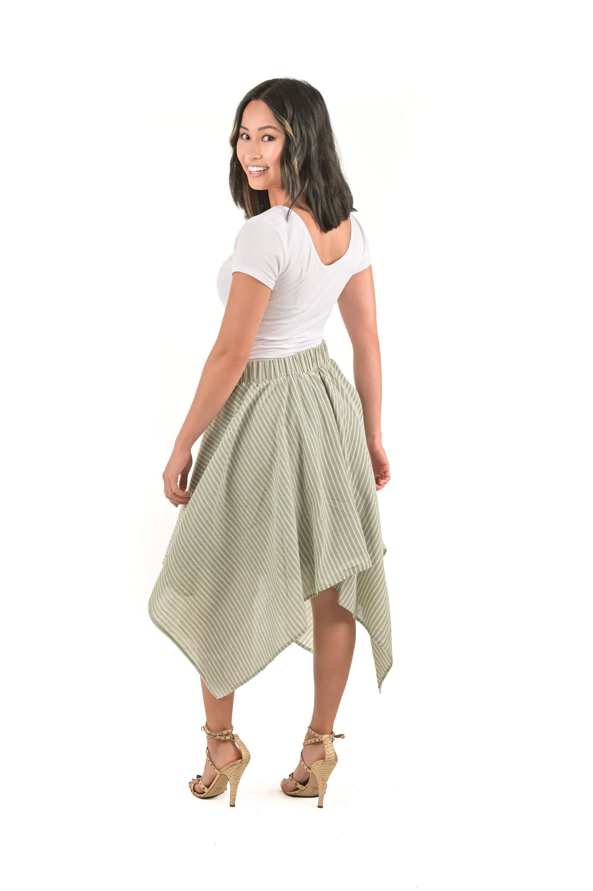 Ava Seafoam Green Wrap Linen Skirt