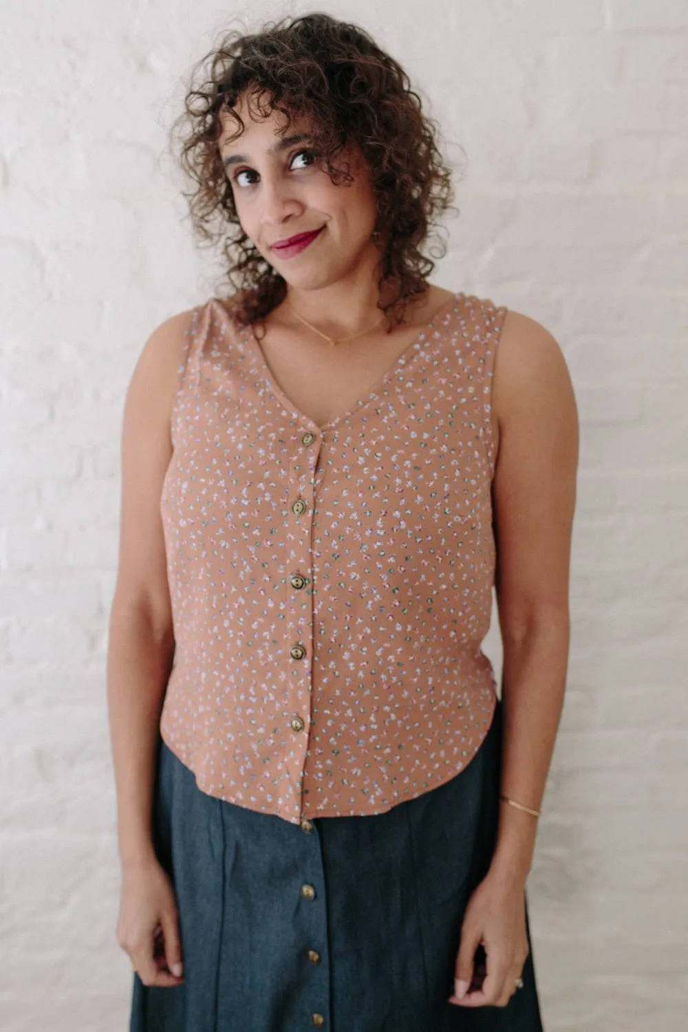 Aviva Top in Faun Floral