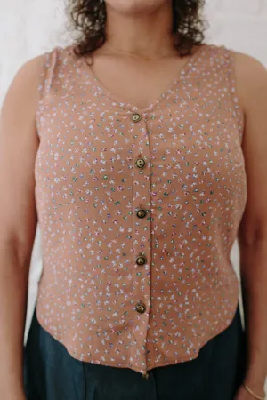 Aviva Top in Faun Floral