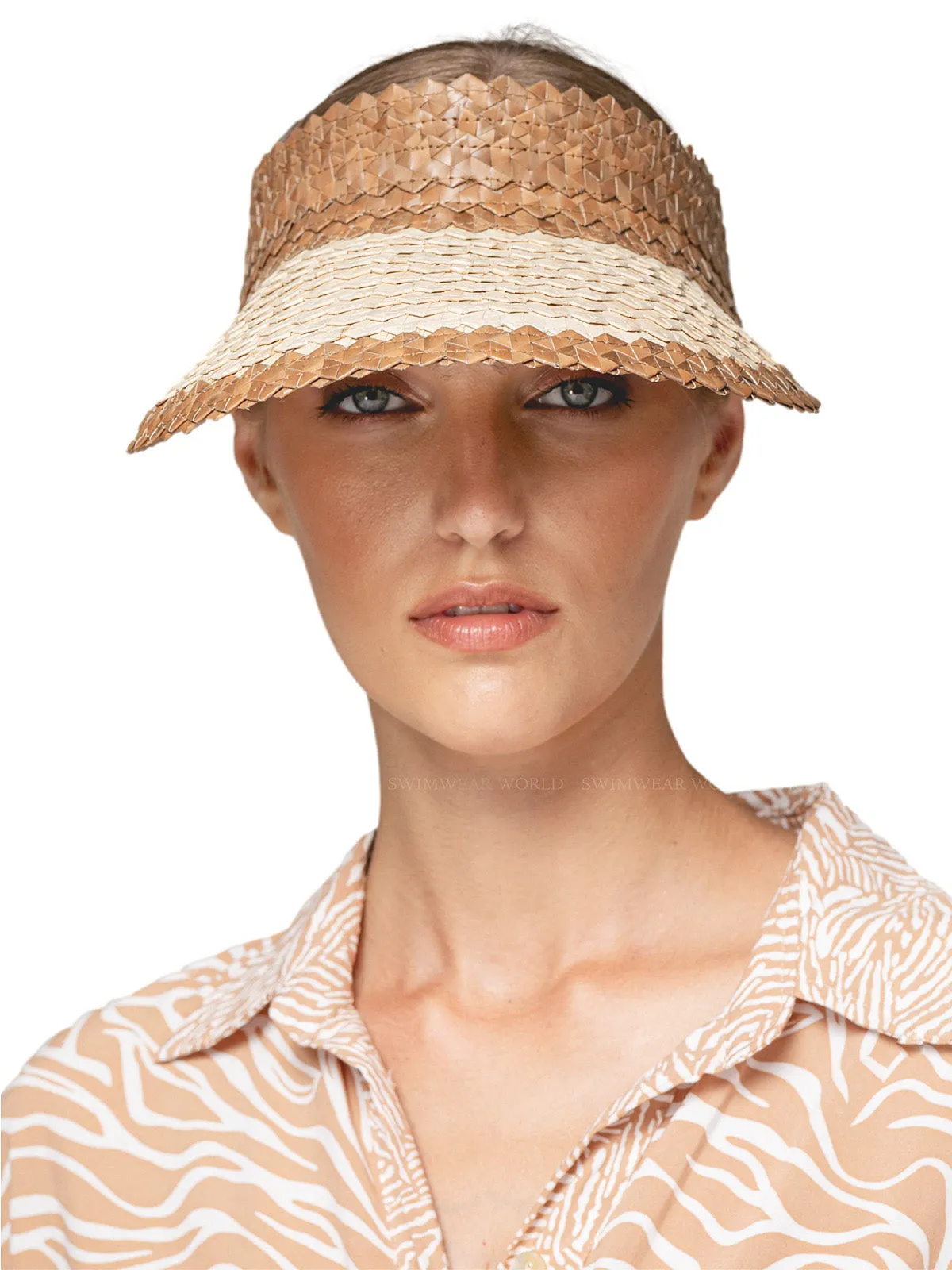 Banded Baha Visor Brown-Off White