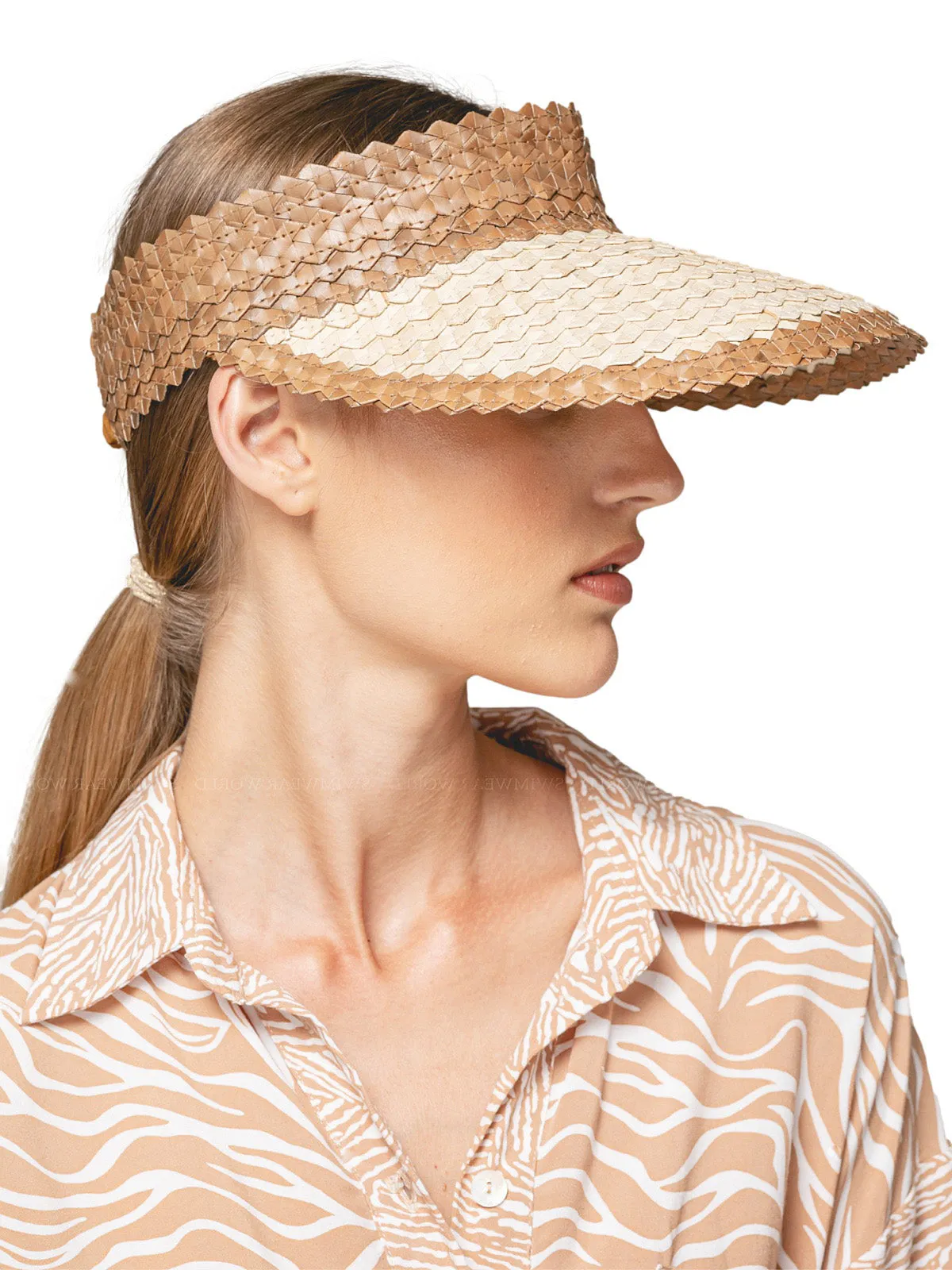 Banded Baha Visor Brown-Off White
