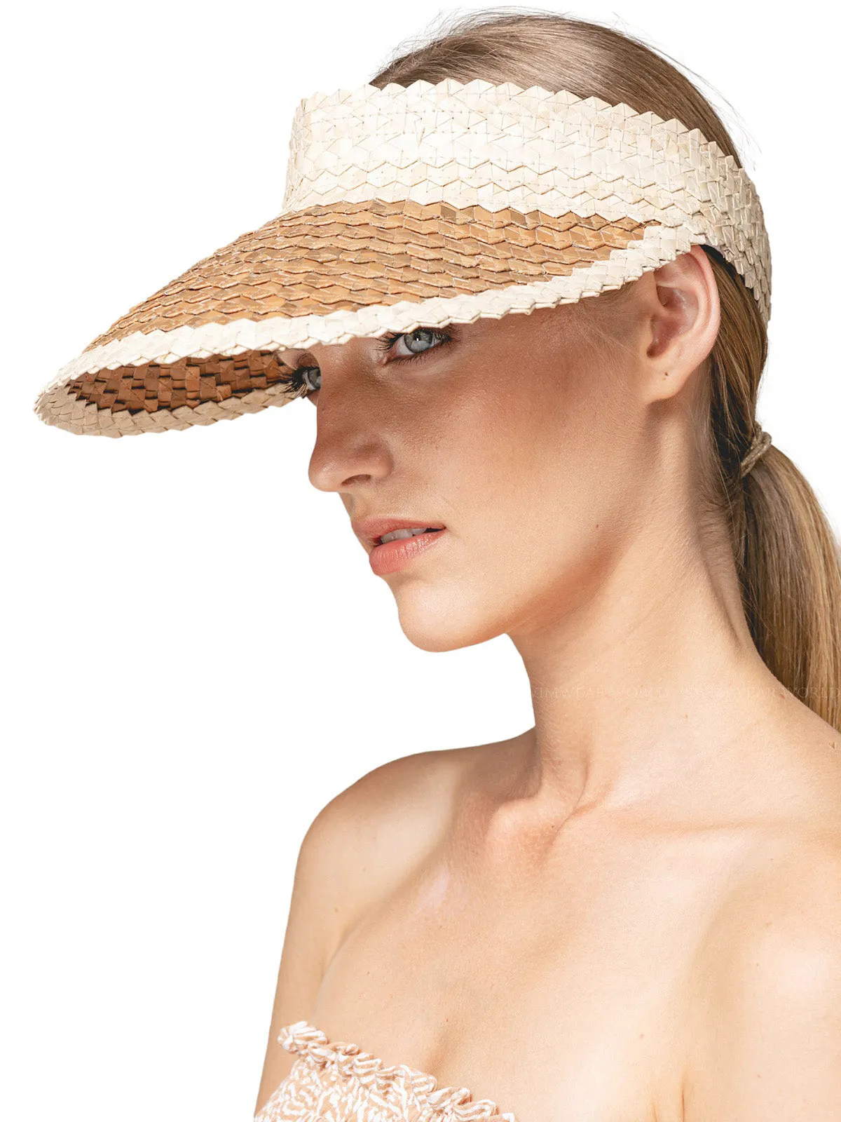 Banded Baha Visor Off White-Brown