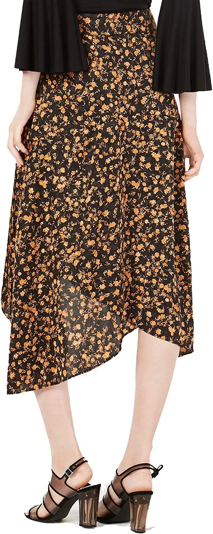 Bar III Women's Ruffled Asymmetrical Maxi Skirt (Ditsy Floral, 10)