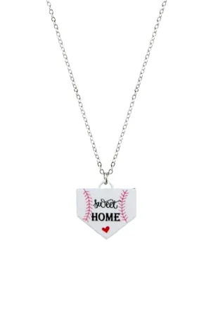 BASEBALL SWEET HOME PLATE PENDANT NECKLACE