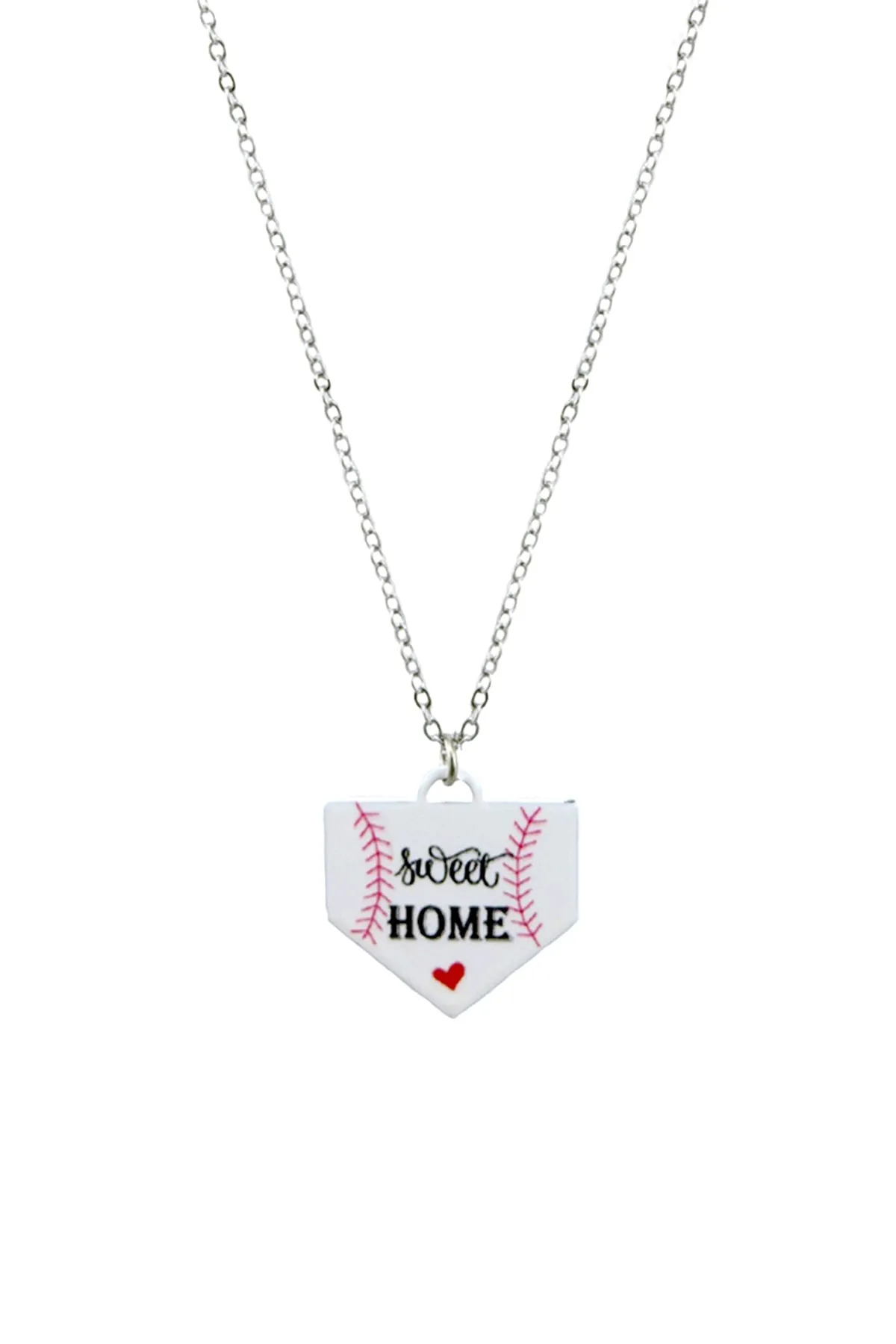 BASEBALL SWEET HOME PLATE PENDANT NECKLACE