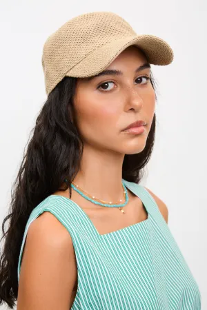 Beige straw weave baseball hat