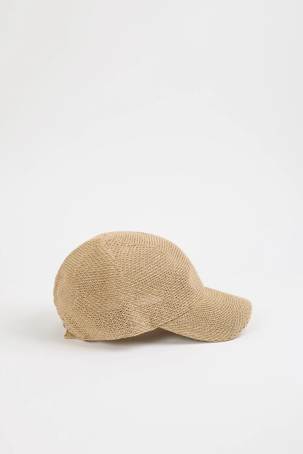 Beige straw weave baseball hat