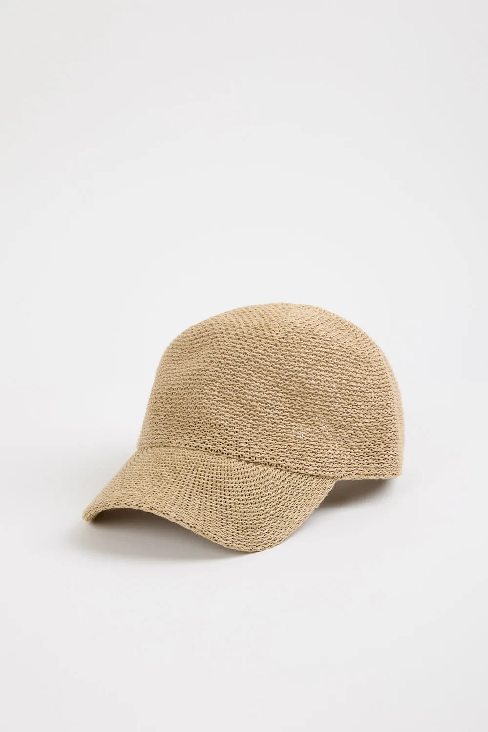 Beige straw weave baseball hat