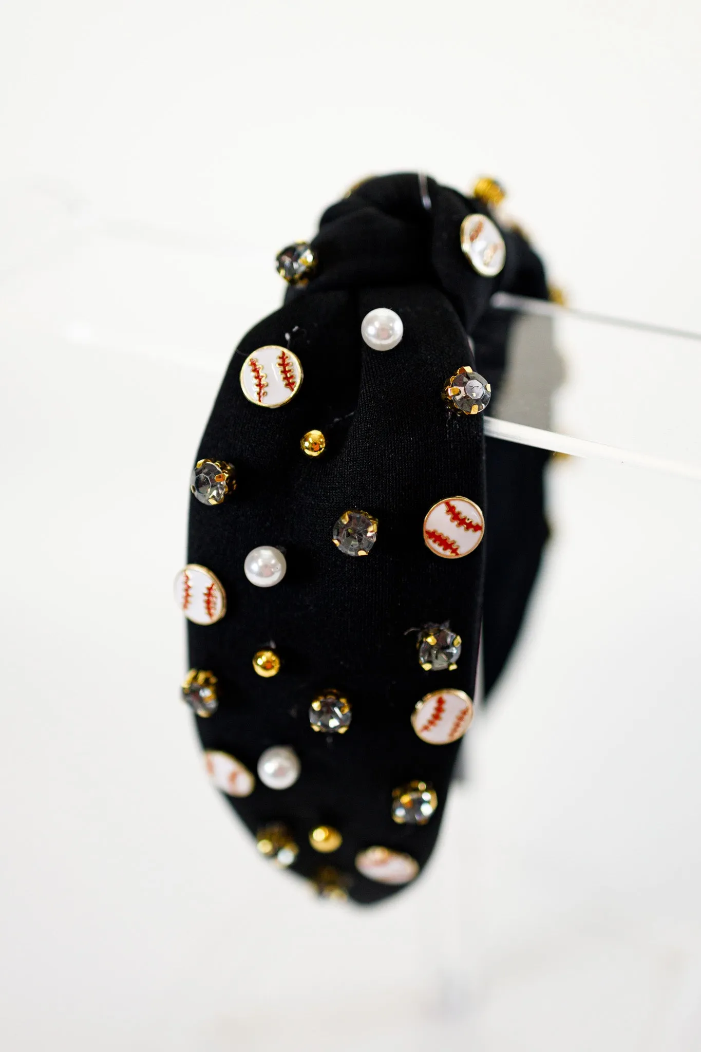 Black Baseball Studded Headband