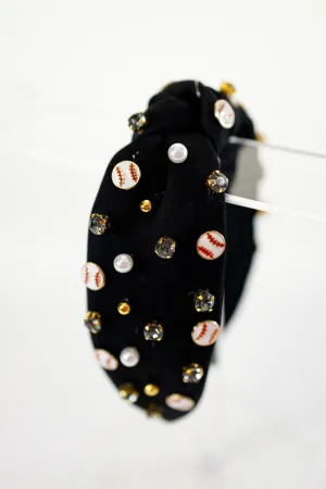 Black Baseball Studded Headband