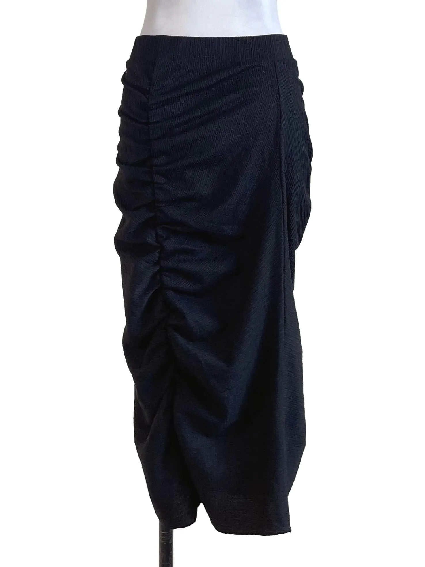 Black Draped Tube Skirt
