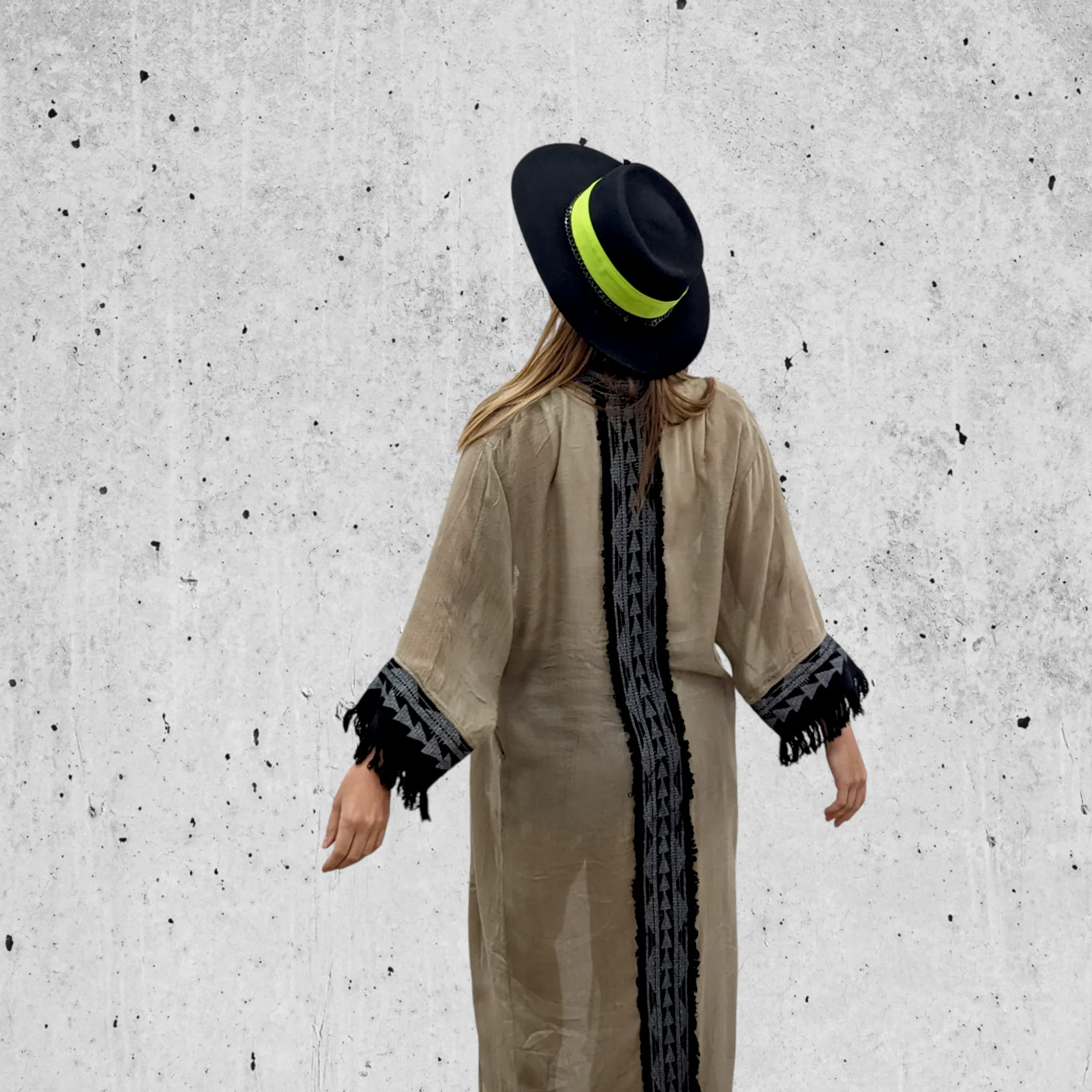 Black Fedora Wool Hat with a Neon Band