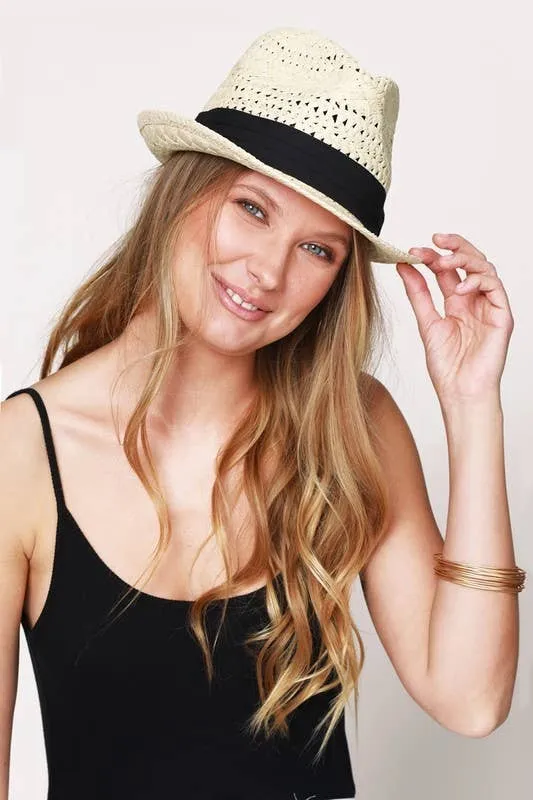 Black Tucked Ribbon Fedora