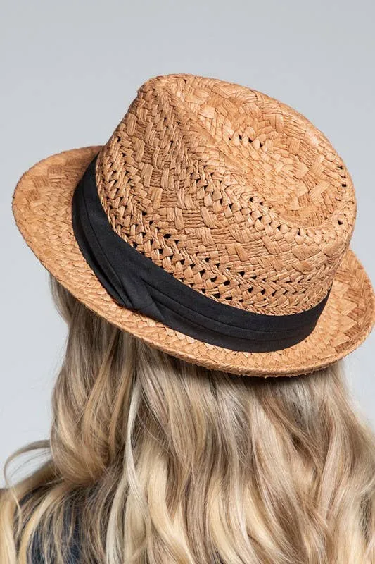 Black Tucked Ribbon Fedora