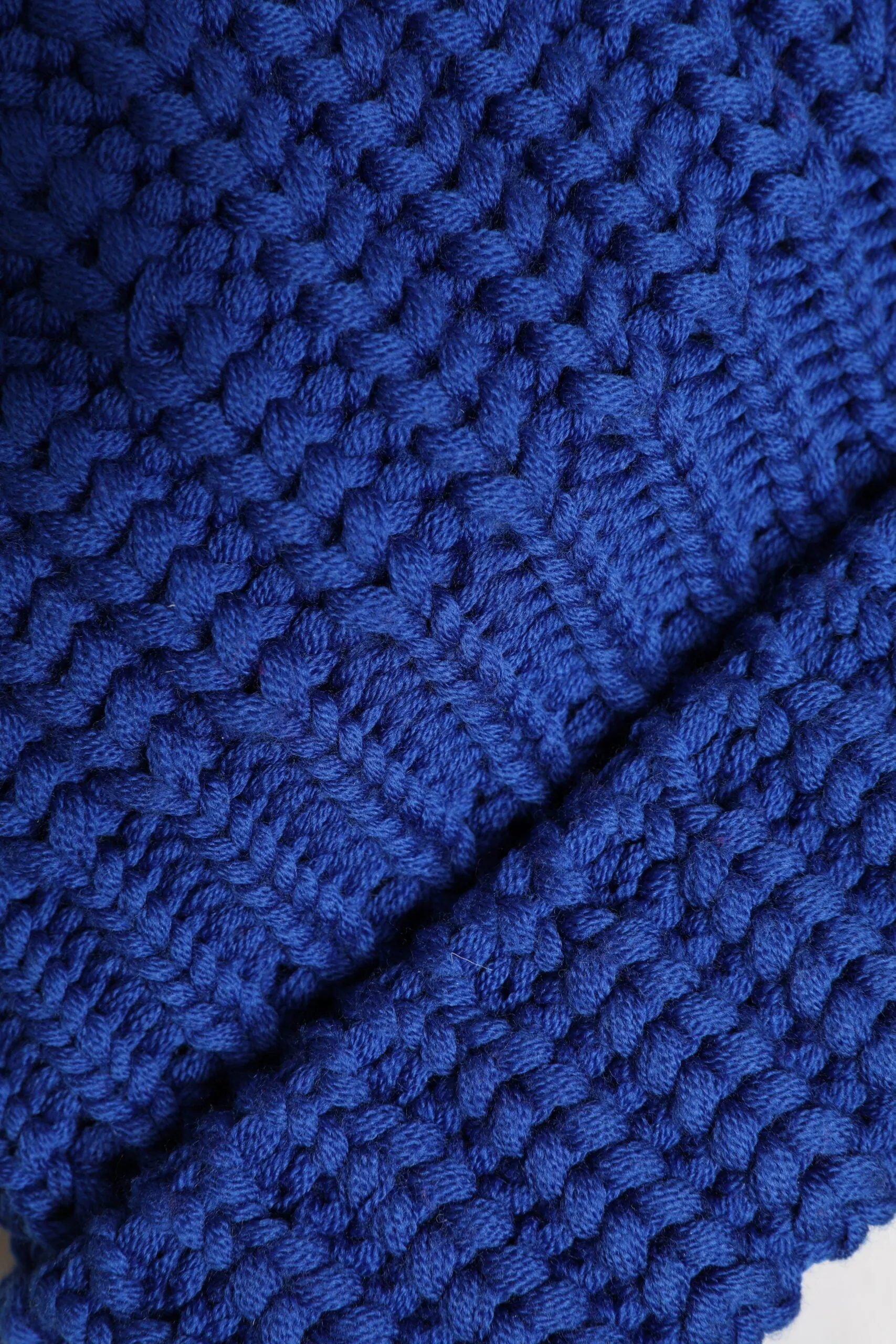 Blue Wool Knitted Winter Beanie Hat