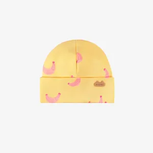 Bonnet jaune à motifs, naissance  || Yellow hat with all over print, newborn
