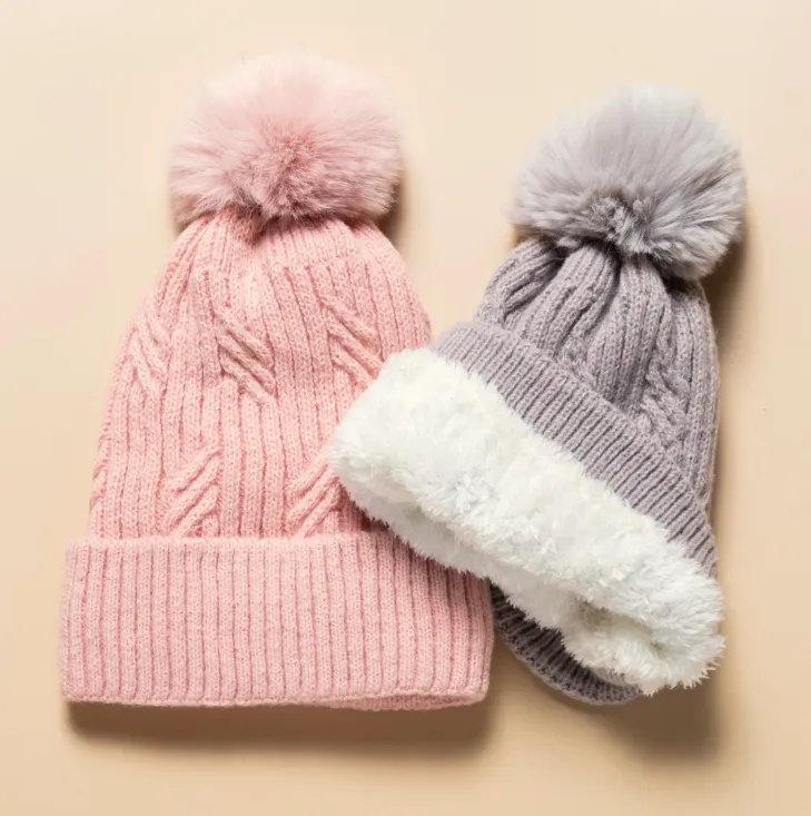 Braided Twist Pompom Beanie - 4 Colour Options