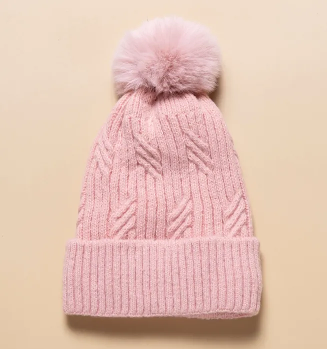 Braided Twist Pompom Beanie - 4 Colour Options