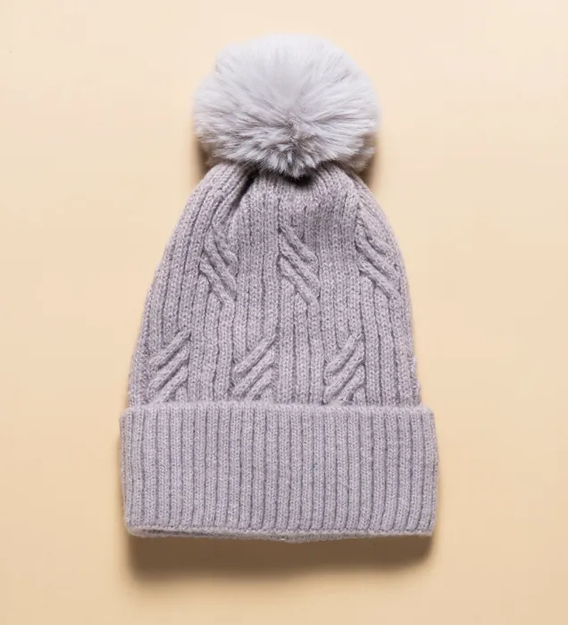 Braided Twist Pompom Beanie - 4 Colour Options
