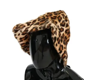 Brown Leopard Goatskin Fur Hat