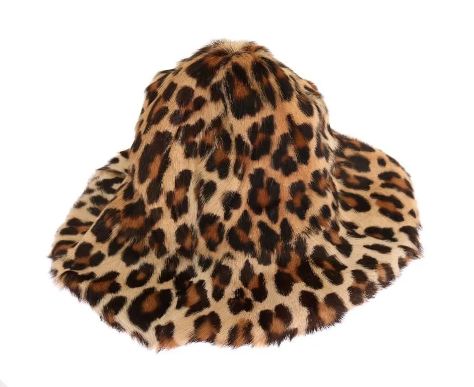 Brown Leopard Goatskin Fur Hat