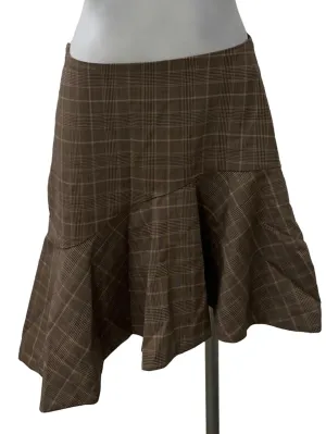 Brown Plaid Asymmetrical Skirt
