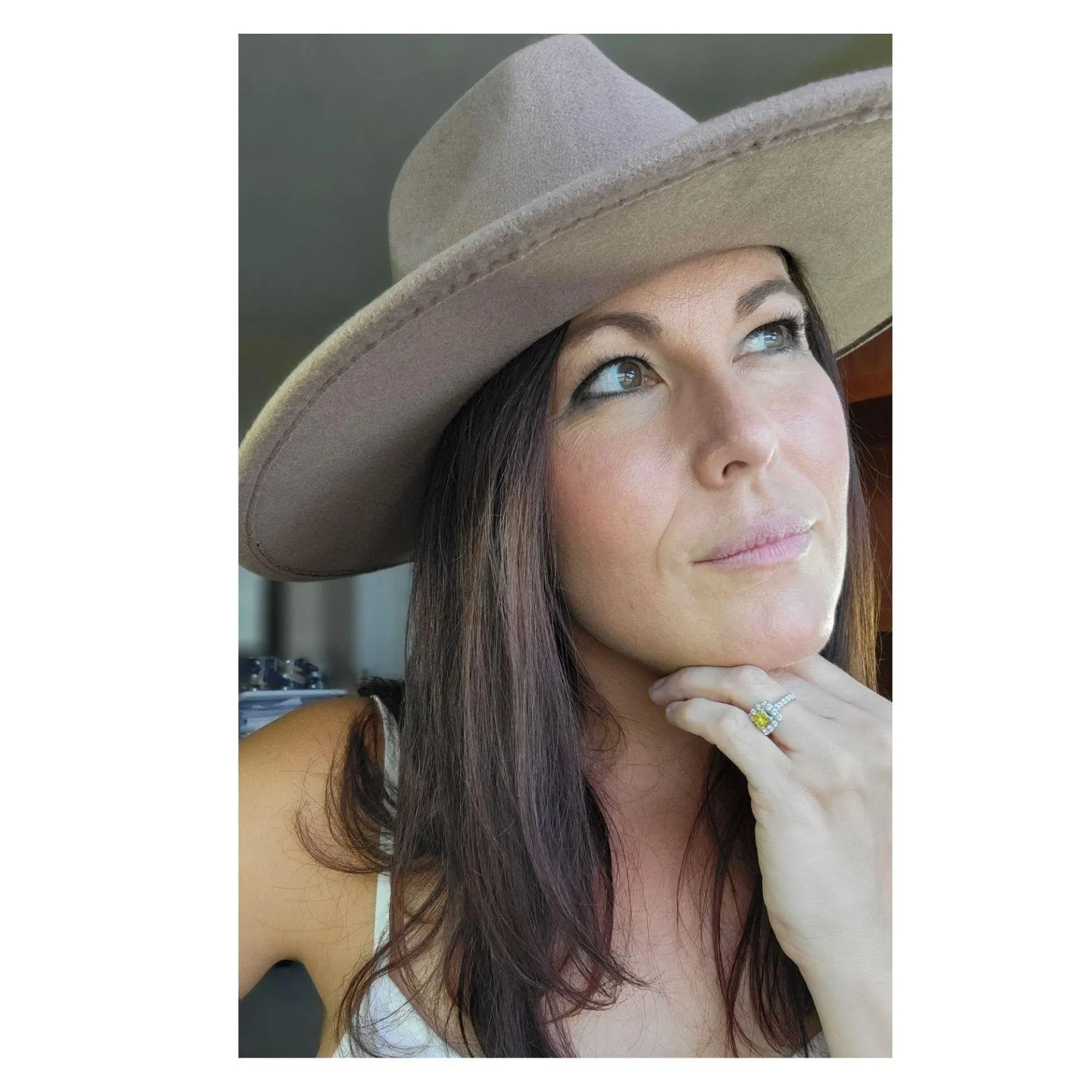 Brown Wide Stiff Brim Fedora Paloma Felt Hat with Leopard Strap Detail