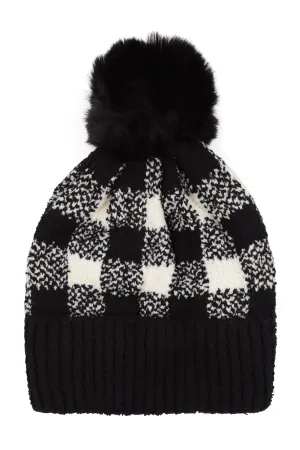 BUFFALO PLAID DOUBLE BEANIE